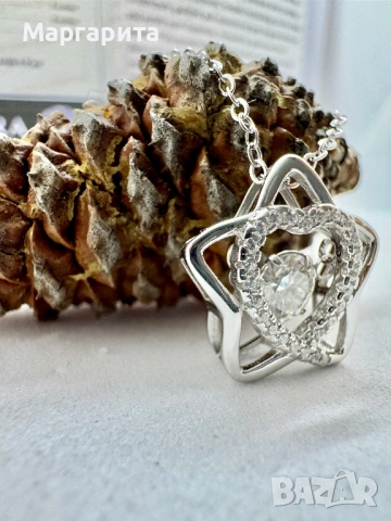 Сребърно колие с мойсанит (диамант) 0.5 катата, снимка 8 - Колиета, медальони, синджири - 53060669
