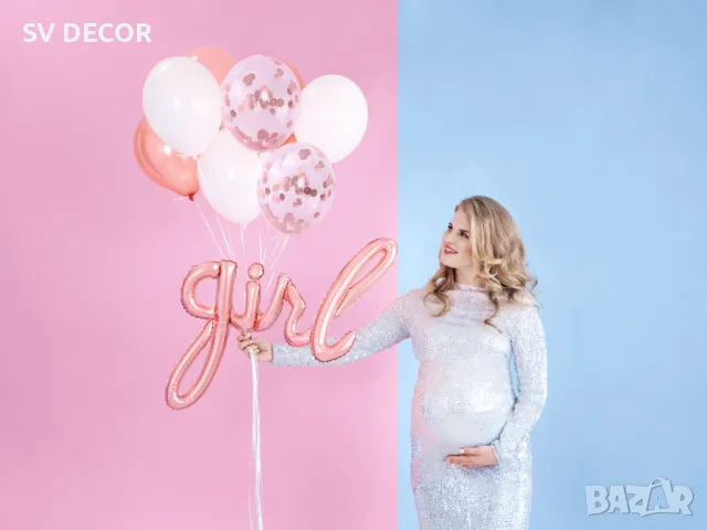Красив Фолиев Балон Girl, Розово Злато, снимка 5 - Декорация - 49696403