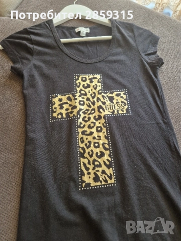 Дамска тениска Guess - размер S, черна, снимка 4 - Тениски - 52155732