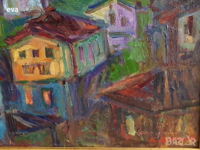 Васил Даалов (1898 - 1979) Мелник привечер 1980г. маслени бои, снимка 6 - Картини - 39006115