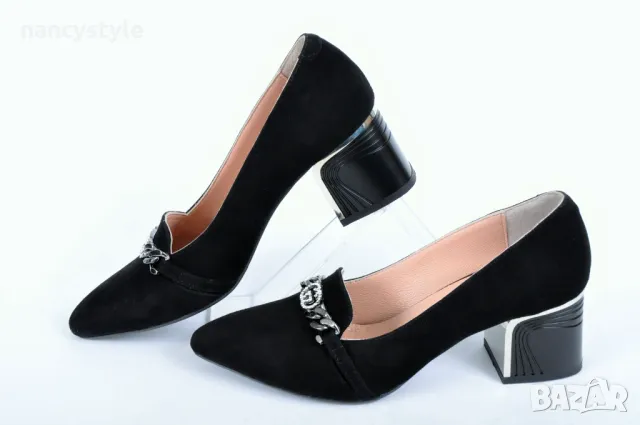 NEW! Елегантни дамски обувки на ток от естествен велур, снимка 1
