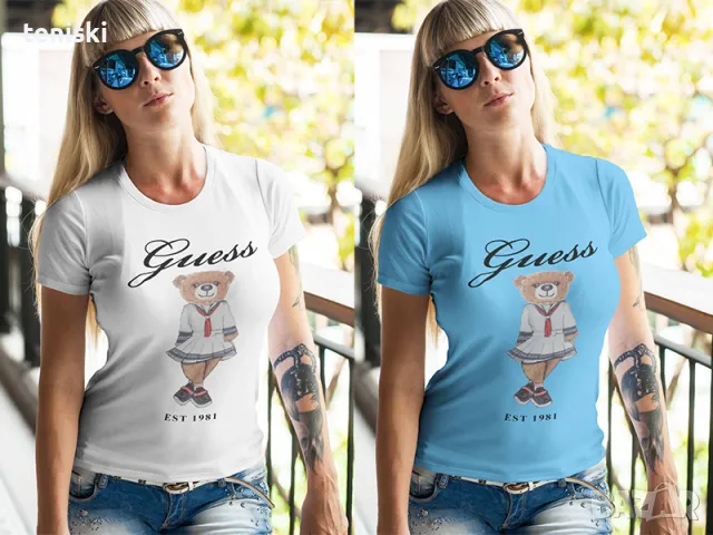 Тениски GUESS Bear принт 3 модела, снимка 2 - Тениски - 49492703