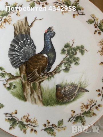 Seltman. 1954г. Порцеланова чиния с птици., снимка 2 - Антикварни и старинни предмети - 51509786