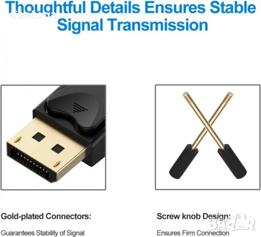 Rankie Display Port (DP) към DVI кабел, позлатени конектори- 210 см, снимка 5 - Кабели и адаптери - 37744525