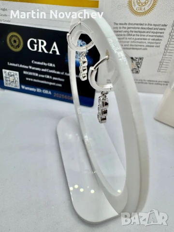 Сребърни обеци с мойсанит  (Диамант), снимка 4 - Обеци - 50797784