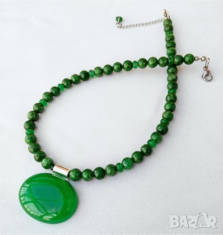 Колие чокър от естествен нефрит, снимка 8 - Колиета, медальони, синджири - 39367845