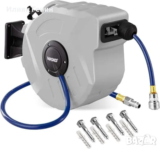 20m макара за маркуч със сгъстен въздух автоматична 1/4" връзка, снимка 5 - Други - 48133592