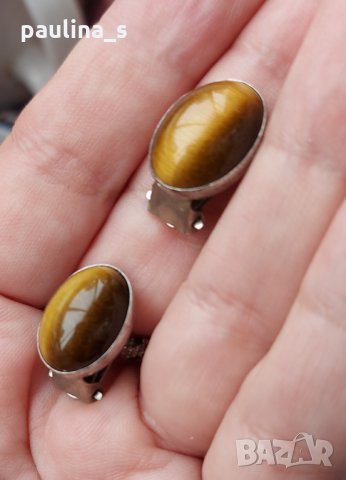 Винтидж / Антика / комплект бижута "Тигрово око" Israel sterling /публикувана и в друга категория , снимка 7 - Бижутерийни комплекти - 32961324