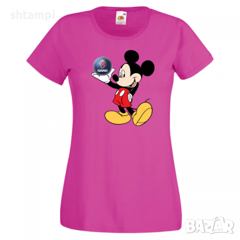 Дамска тениска Mickey Mouse SAAB .Подарък,Изненада,, снимка 8 - Тениски - 36528878