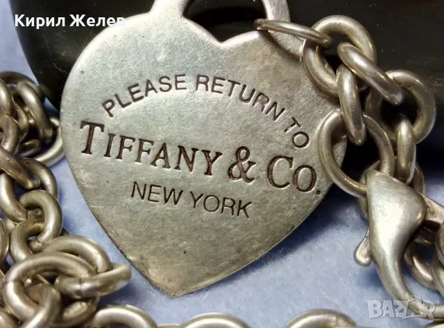 TIFFANY & Co. ШАРМАНТНО БУТИКОВО СРЕБЪРНО КОЛИЕ ЧОКЪР ЛАНЕЦ СРЕБРО 925 ТИФАНИ с БЯЛА ПОЗЛАТА 50058, снимка 5 - Колиета, медальони, синджири - 49346873