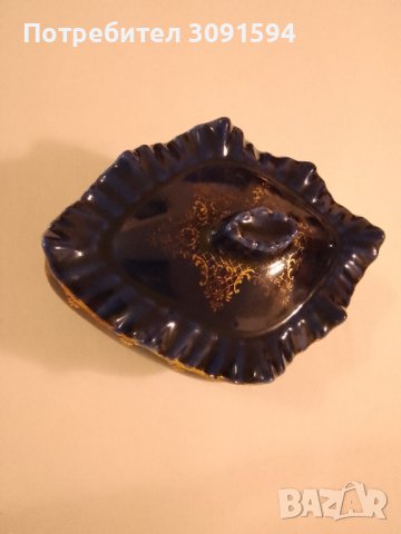 Руска порцеланова купа от кобалт и позлата размер дължина 17см ширина 14см, снимка 11 - Други ценни предмети - 43987744