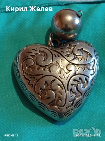 СРЕБРИСТ МЕДАЛЬОН СЪРЦЕ ❤️ с ФЛОРАЛНИ ОРНАМЕНТИ 52023, снимка 6 - Колиета, медальони, синджири - 52481148
