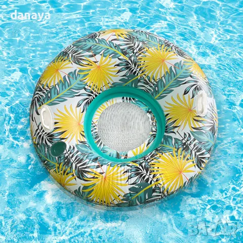 5763 Надуваемо кресло за плуване с поставка за чаша и дръжки, 120 см, снимка 5 - Водни спортове - 49218845
