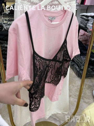 Дамска тениска с дантела , снимка 2 - Тениски - 53100994
