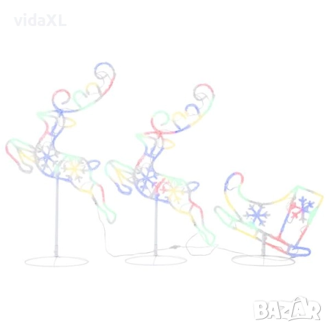 vidaXL Акрилни летящи коледни елени с шейна, 260x21x87 см, цветни(SKU:328512)