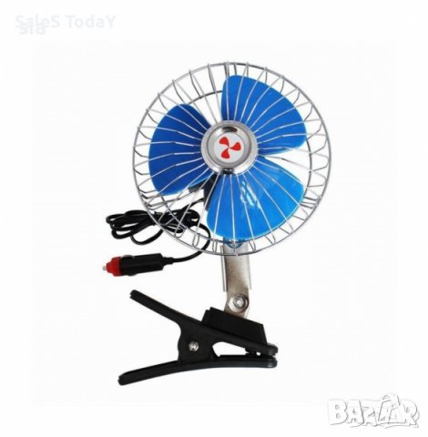 Вентилатор за автомобили, бусове, каравани, с щипка, 15см, 6 инча, 12V, син, снимка 2 - Аксесоари и консумативи - 36790163