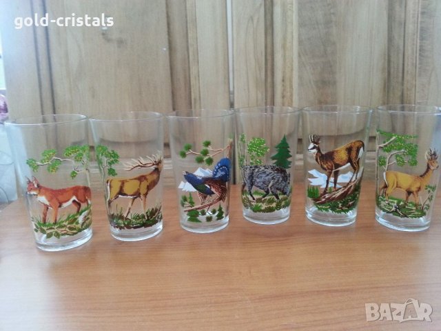  стъклени чаши с ловни мотиви 