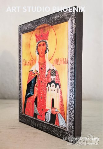Икона на Света Людмила icona sveta liudmila, снимка 3 - Икони - 37992861