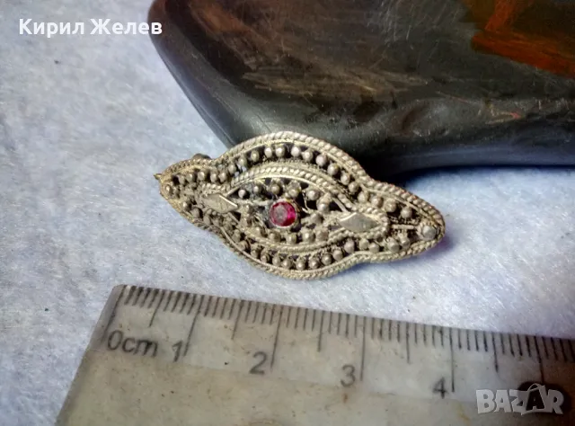 СТАРИННА СКЪПОЦЕННА ФИЛИГРАННА СРЕБЪРНА БРОШКА ВИСОКА ПРОБА СРЕБРО с НАТУРАЛЕН РУБИН 47936, снимка 13 - Антикварни и старинни предмети - 48476670