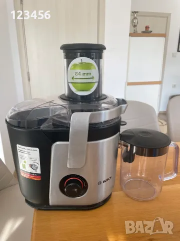 Мощна сокоизтисквачка Бош с КЕРАМИЧЕН НОЖ за цели плодове. Отвор 84 мм, снимка 2 - Сокоизстисквачки и цитрус преси - 49223628