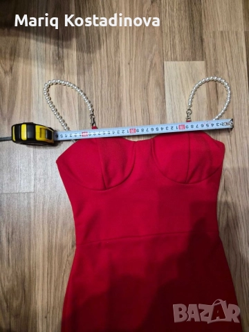 Червена елегантна рокля, снимка 6 - Рокли - 52868742