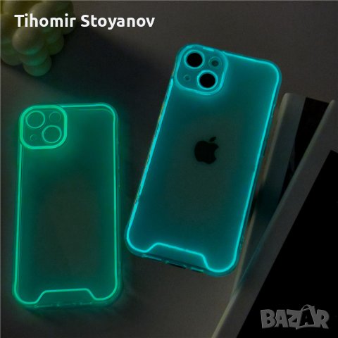 Светещ силиконов калъф за айфон флуоресцентен Apple iPhone 11 12 13 14 15, снимка 1 - Калъфи, кейсове - 43440267