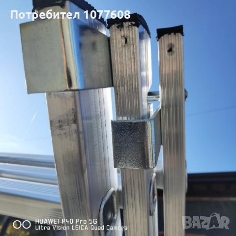 Професионална трираменна алуминиева стълба с 10 стъпала с профил на краката 22х80мм , снимка 8 - Други инструменти - 50330708