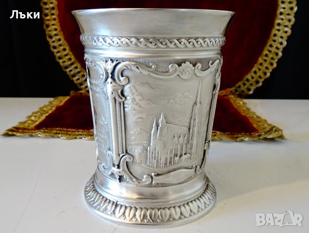 WMF чаша от калай за краля на валса Й.Щраус. , снимка 5 - Антикварни и старинни предмети - 44110363