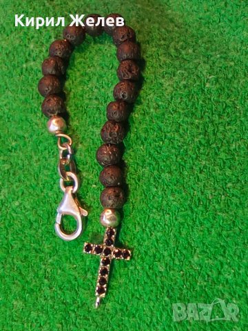 ЧАСТ от СРЕБЪРНА ГРИВНА СРЕБРО 925 с ТОПЧЕТА от ВУЛКАНИЧЕН КАМЪК и МАРКАЗИТИ на КРЪСТЧЕТО 40987, снимка 18 - Гривни - 43225262