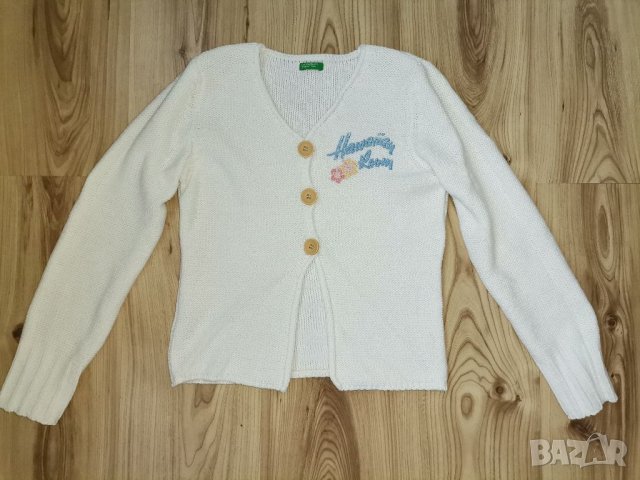 Детска жилетка BENETTON, оригинал, за 8/9г., 128-134см, памучна, щампа с брокат, много запазена