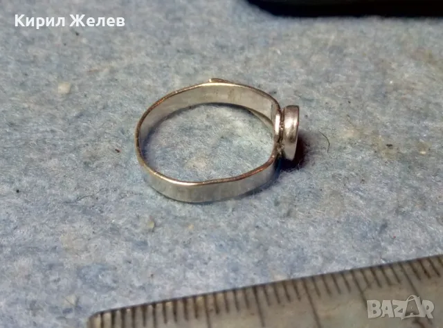 СТАР СТИЛЕН СКЪПОЦЕНЕН СРЕБЪРЕН ПРЪСТЕН СРЕБРО ВИСОКА ПРОБА с ШЛИФОВАН БЯЛ АХАТ РЪЧНА РАБОТА 49246, снимка 3 - Антикварни и старинни предмети - 48987205