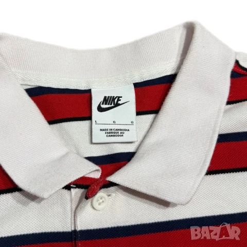 Мъжка тениска с яка Nike Club Stripe | L , снимка 4 - Тениски - 51162811