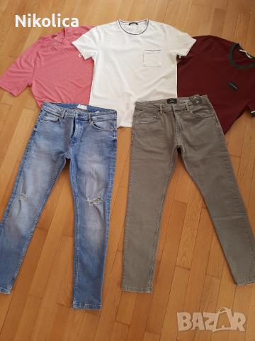 Мъжки къси и дълги дънки Bershka, блузи Calvin Klein, DKNY, Wikiki, размер М. НОВИ или много запазен, снимка 2 - Дънки - 36557726