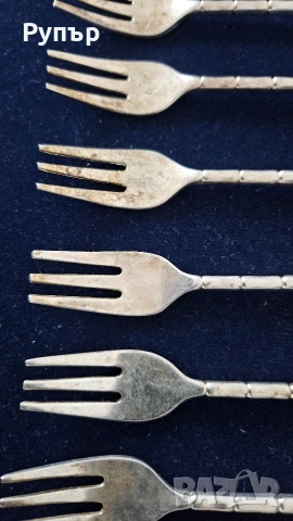 Посребрени десертни вилички, снимка 3 - Прибори за хранене, готвене и сервиране - 53092845
