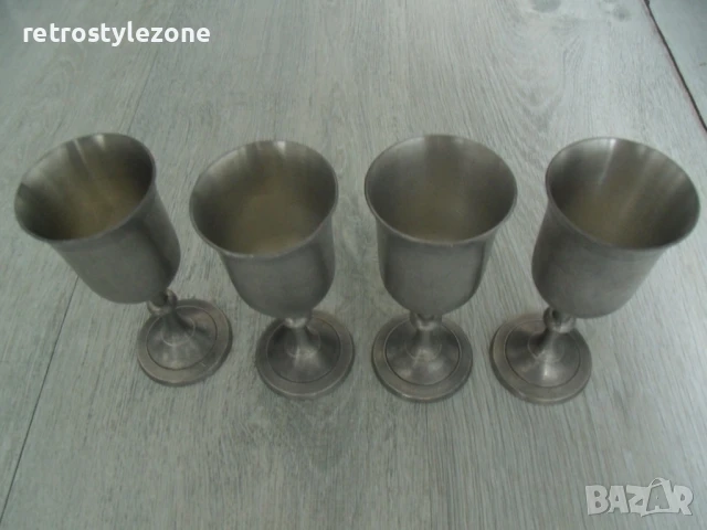 № 8080 стари метални / калаени чаши - SCANDIA TENN F10  - комплект 4 броя   - печат / маркировка   -, снимка 4 - Други ценни предмети - 50553497