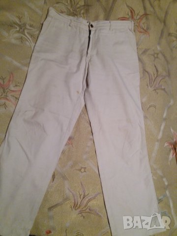 Мъжки памучен бял панталон от дънков плат