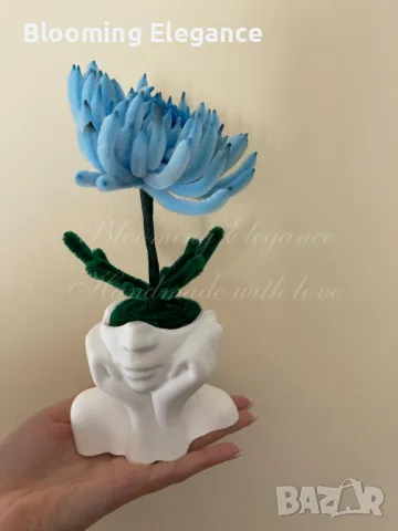 Вечно цвете от плюшена тел в гипсова фигурка, снимка 3 - Романтични подаръци - 50009156