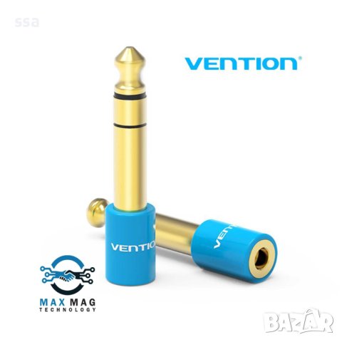 Audio адаптер 6.5mm M / 3.5mm F - Blue - Vention VAB-S01-L
