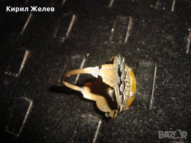 СТАРИНЕН ЮВЕЛИРНА РЪЧНА МАЙСТОРСКА ИЗРАБОТКА АРТ-ДЕКО БРОНЗОВ ПРЪСТЕН с ЖЪЛТ КАТАЛИН 21631, снимка 10 - Антикварни и старинни предмети - 32552868