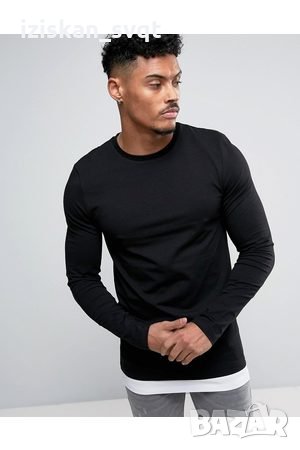 ASOS НОВИ Longline T-Shirt-Черно-сива мъжка блуза, снимка 8 - Блузи - 27526213