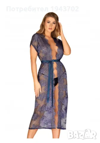 Полупрозрачен дантелен халат Flowlace Obsessive