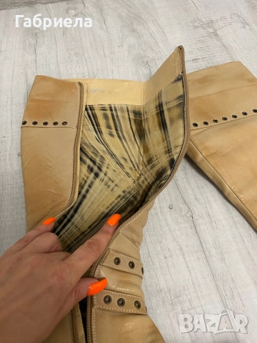 Бежови ботуши, естествена кожа, снимка 2 - Дамски ботуши - 52594688