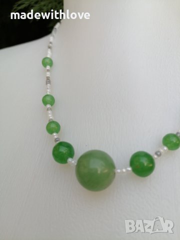 Ръчно изработено колие от зелен авантюрин, снимка 5 - Колиета, медальони, синджири - 43243669