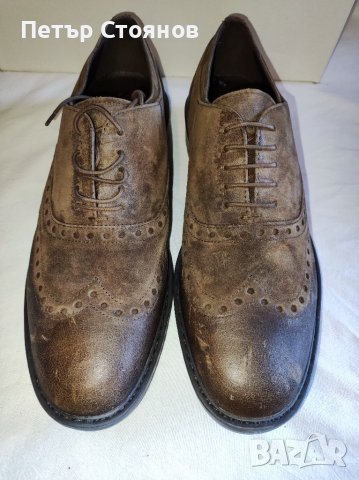 Стилни мъжки половинки от естествена кожа Geox Respira №45, снимка 4 - Официални обувки - 38283483