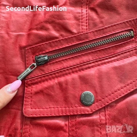 Дамско кожено яке Tom Tailor Vintage размер М, снимка 3 - Якета - 52598697