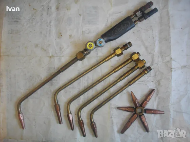 57см Оксиженна Кислород-Ацетилен Горелка Френска 5 бр.рамена №0-№6 с контактни дюзи и резервни дюзи