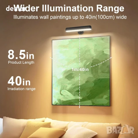 Speclux LED стенна лампа с батерия 7500mAh, 15 RGB цвята, въртене на 360°, (1 брой, черна), снимка 5 - Лед осветление - 51418641