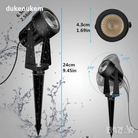 LED градински прожектори, 4x3W, 14M, топла светлина 3000K, снимка 3 - Лед осветление - 52127365