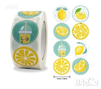 100 бр лимон лимони лимонада самозалепващи лепенки стикери за ръчна изработка за подарък, снимка 1 - Други - 43130522
