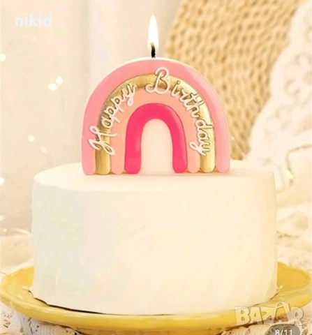 Happy Birthday извит дъга арка силиконов молд форма фондан шоколад гипс свещ декор торта, снимка 3 - Форми - 51065488